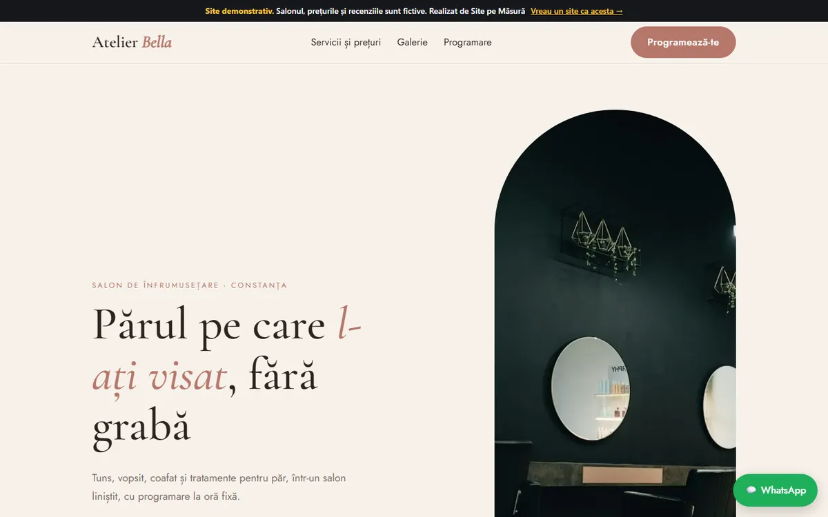 Site pentru un salon de înfrumusețare